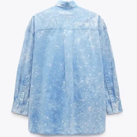 ZARA WASHED EFFECT POPLIN SHIRT - Picture 6 of 13